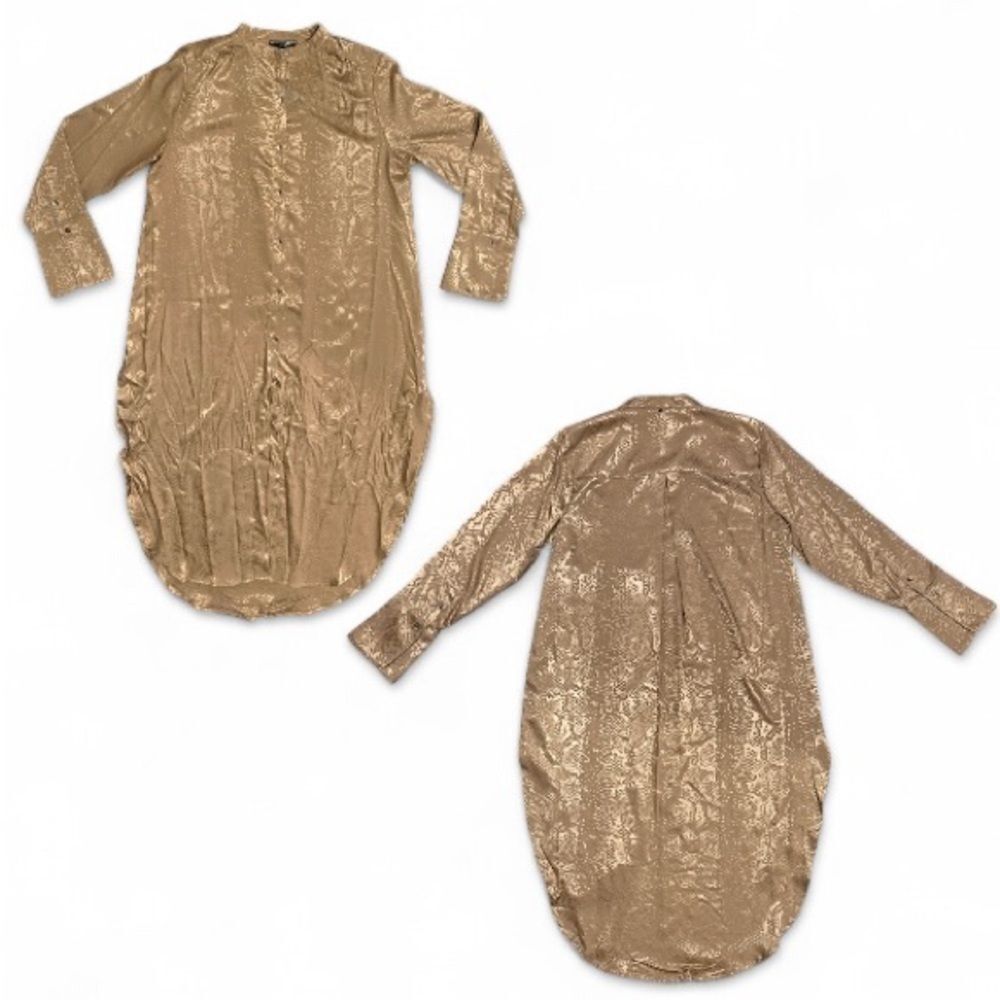 Adrienne Landau Onyx Satin Tunic Convertible Tunic Top Tan Snake Print - Picture 4 of 17